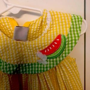 Girls. Green and yellow. Watermelon sun dress.